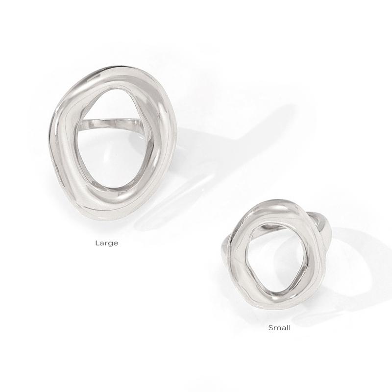 Minimalist Large Rings For Women Stainless Steel Gold Plated Waterproof Hip-hop Women's Finger Ring Aesthetic Jewelry