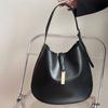 Black Texture Niche Design Underarm Bag Female  New Vintage Soft Leather Simple Bucket Bag Fashion All-Match Crossbody Pack