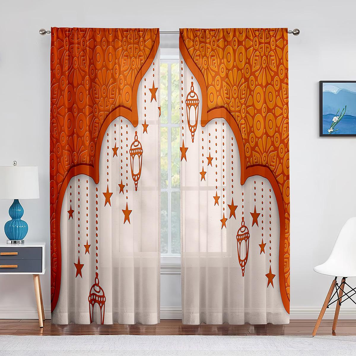 Рамадан Мубарак Прозрачная вуаль Шторы Мусульманский Ид Мубарак Окно Тюль Шторы для кухни — фото 12