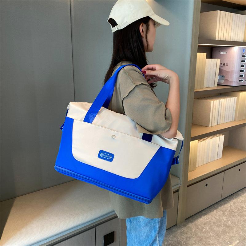 Travel Bag Large-capacity Wet and Dry Separation Expansion Duffel Bag Women's Sports Swimming Yoga Fitness Bag Contrasting Color Design