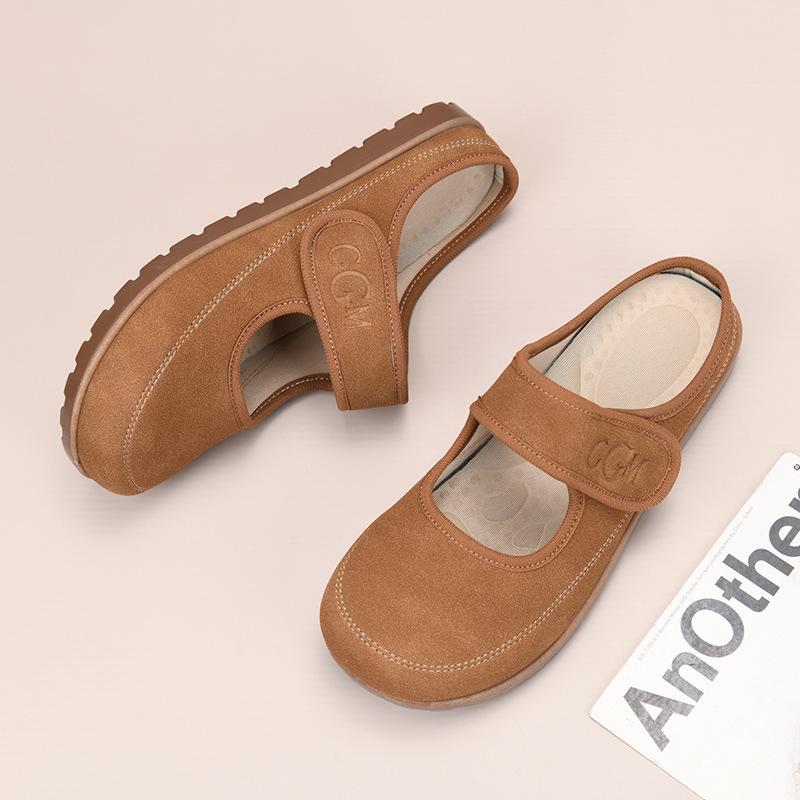 Xiaoxiangfeng Round Head Flat-bottomed Casual Single Shoes Women's 2025 New Summer Mother Shoes Soft-soled Breathable Half-pack Slippers Women