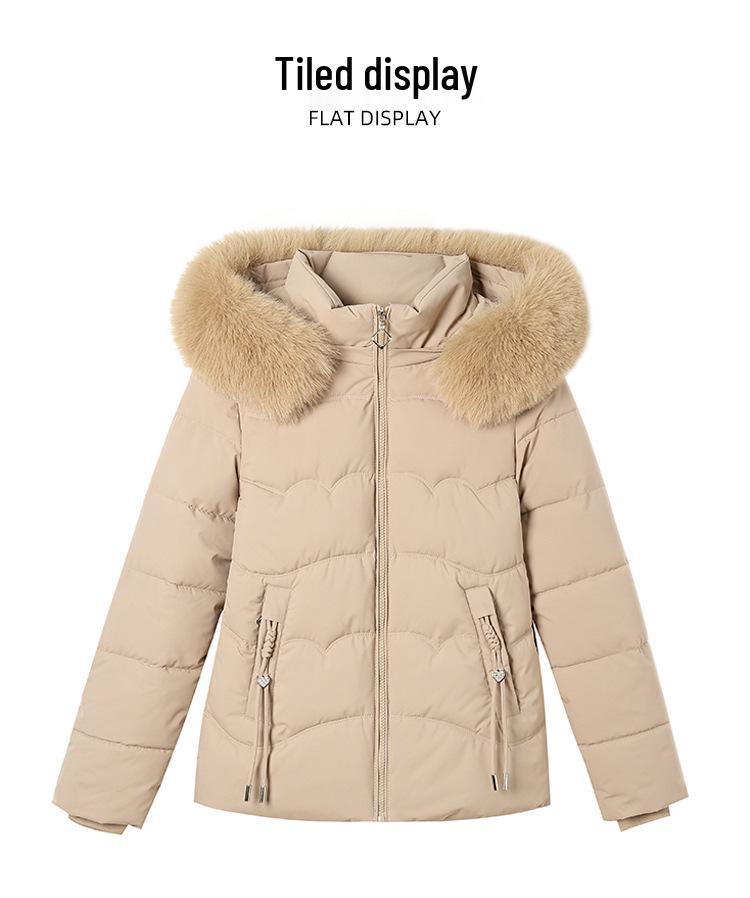 Manteau d'hiver pour femme, style coréen, coupe slim, en coton, avec col en fourrure