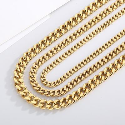 6/8/11mm Hip Hop Gold Color Multi Size Curb Cuban Chain Necklace Bracelet Men Women Stainless Steel Jewelry Thick Best Gift
