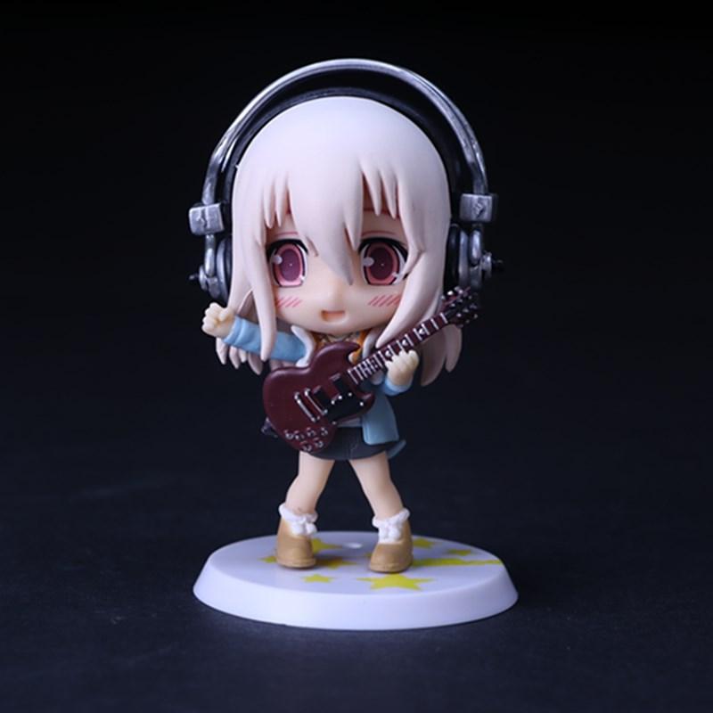 10CM Anime Figure Super Sonico Working Swimsuit Suit Chassis Q Version Model Dolls Gift Collect Boxed Ornament Toys Hobbies