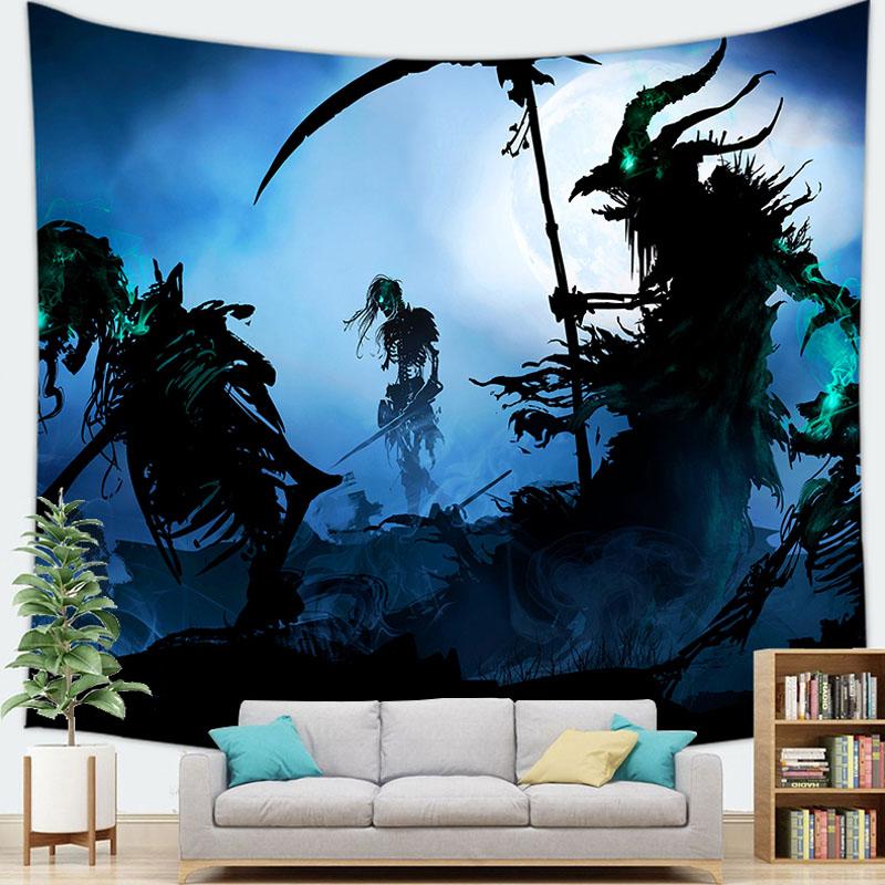 Home Decor Halloween Wall Tapestry Halloween Party Devil Pumpkin Skull Black Cat Decoration Tapestry Backdrop Cloth