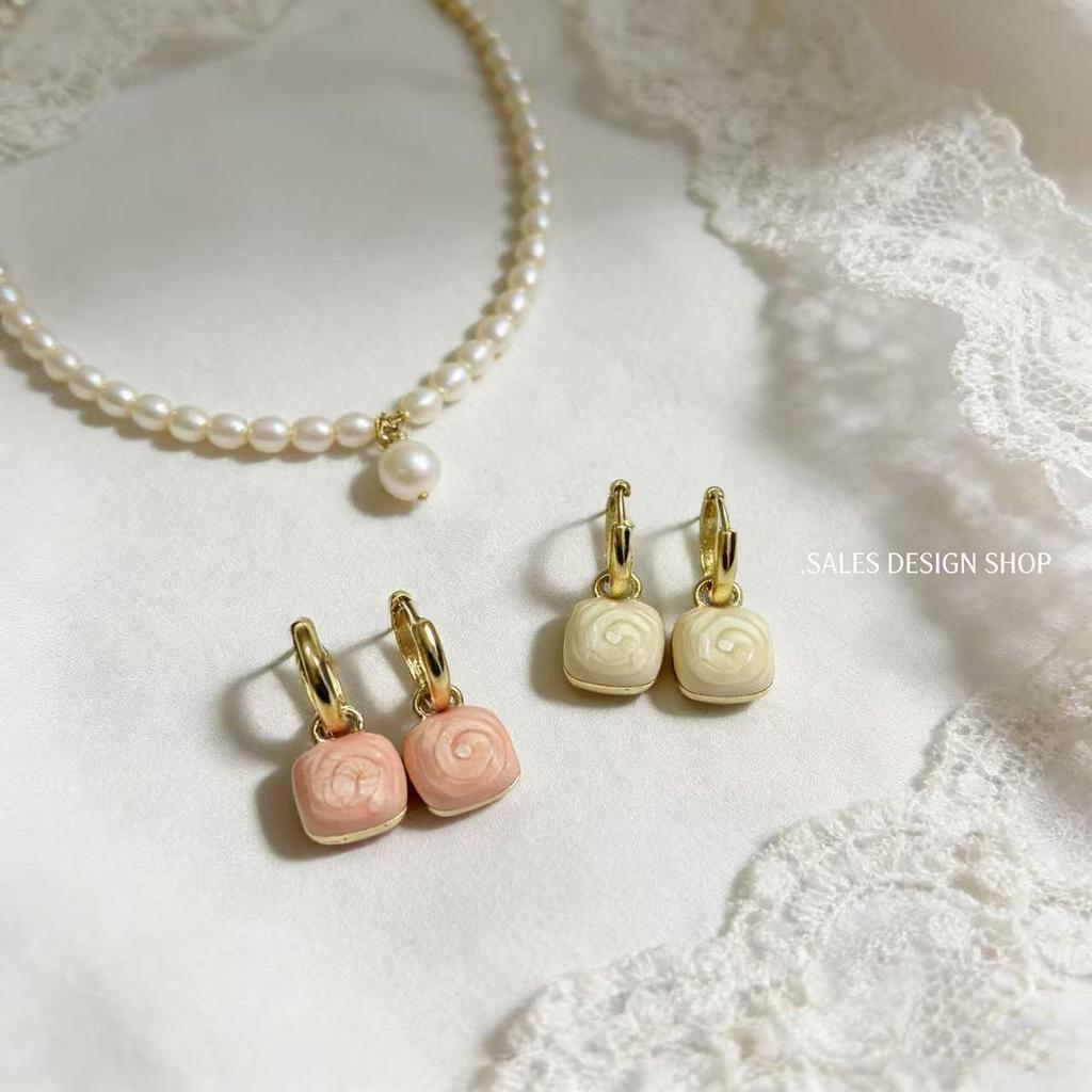 Spring French Retro Double-Sided Enamel Earrings - Versatile, Simple, and Stylish