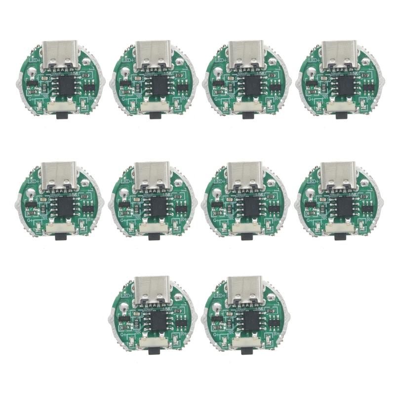 Two Mode Flashlight Driver Board For 10W LEDs Featuring USB Charging Circuit And Manual Switches Design