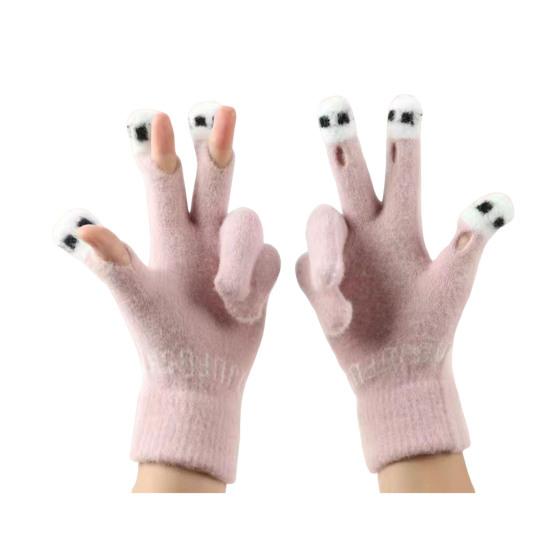 

Милые Теплые Пушистые Перчатки Женские Мужские Уютные Плюшевые Перчатки с Сенсорным Экраном Зимние Забавные Перчатки для Пальцев для Набора Текста Письма Вождения розовый