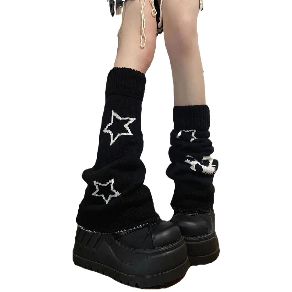 Asymmetric Skull Y2K Knitted Long Warmers: Lolita Wide Leg JK Girl Socks