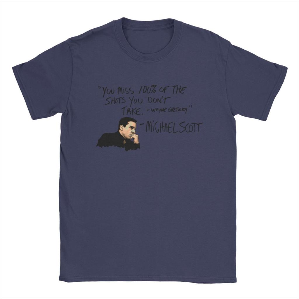 Michael Scott Citat The Office T-shirt för Män Ren Bomull Rolig T-shirt Rund Hals TV-program T-shirts Kortärmade Toppar Grafisk