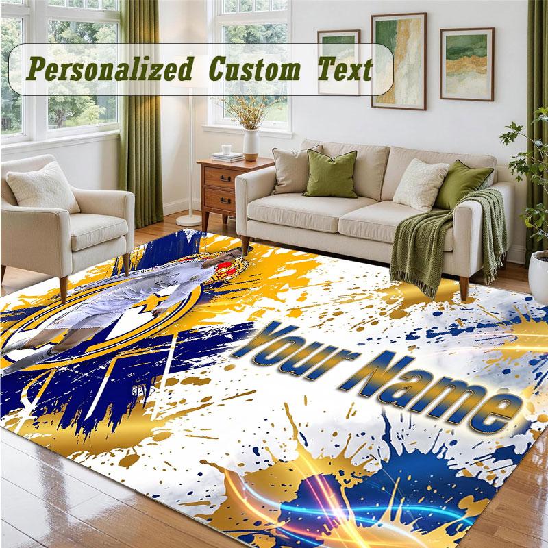 Crystal Velvet Square Rug Custom NameCristiano Ronaldo Pattern Non Slip Home Floor Decor Rug
