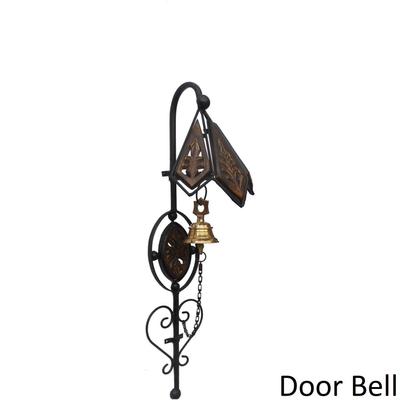 Artesanato PORTA COM ASPECTO ANTIGO Madeira, Ferro, Sino Decorativo de Latão  (Preto, Castanho, Amarelo, Pacote de 1)