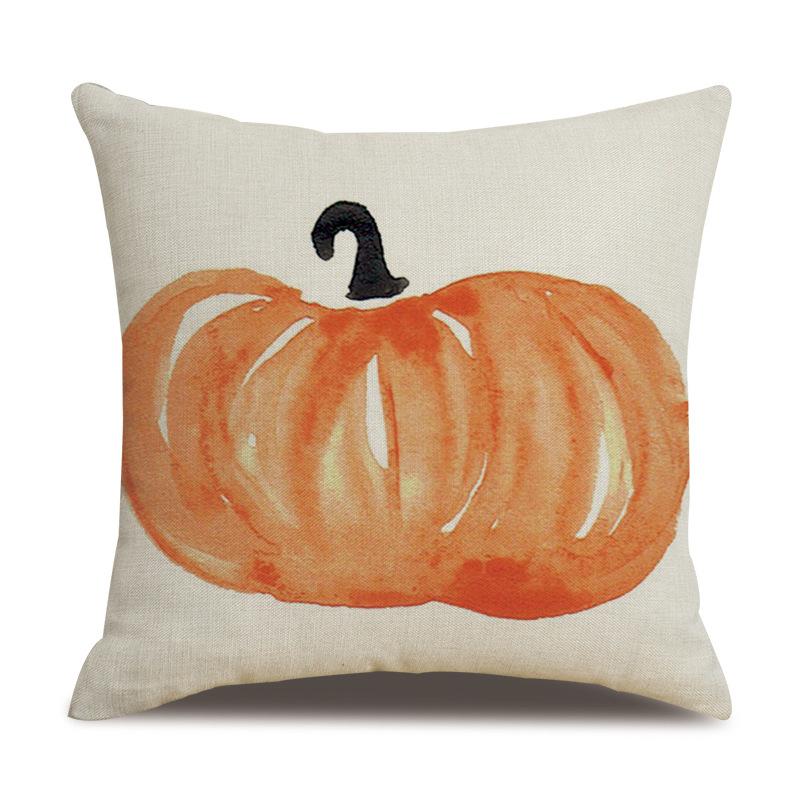 Thanksgiving Linen Pillowcase Autumn Pumpkin Print Pillow Cushion Cover