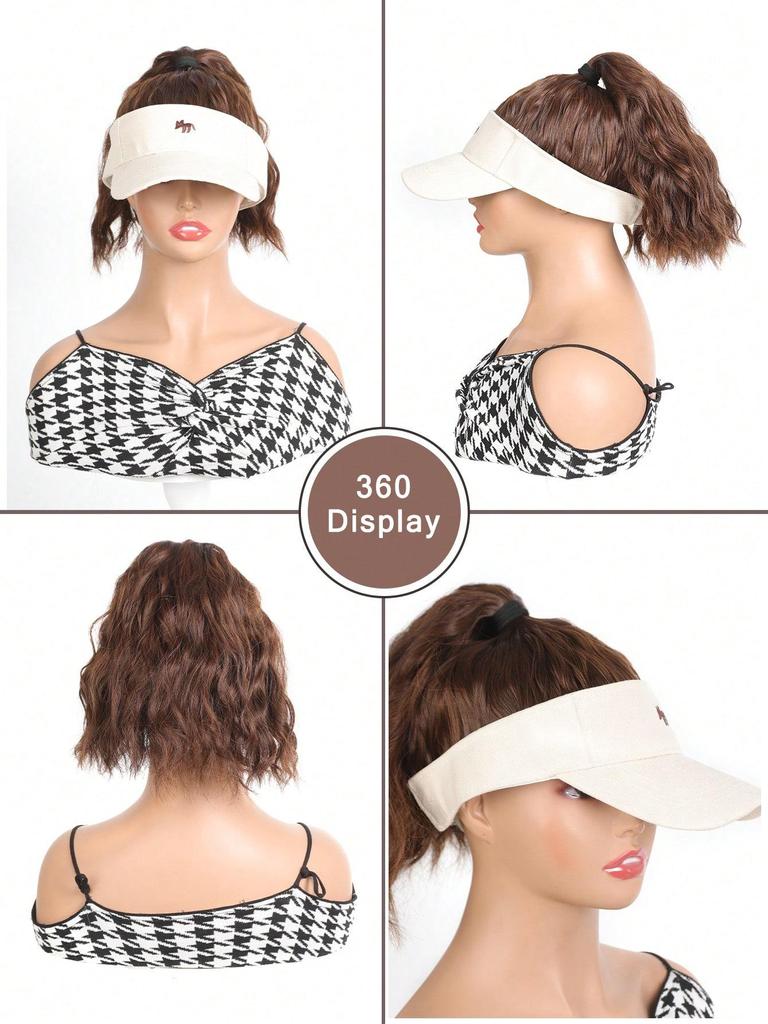 Perruque synthétique blanche avec queue de cheval ondulée, résistante à la chaleur, pour femme, bonnet et perruque en une seule pièce, pour un usage quotidien