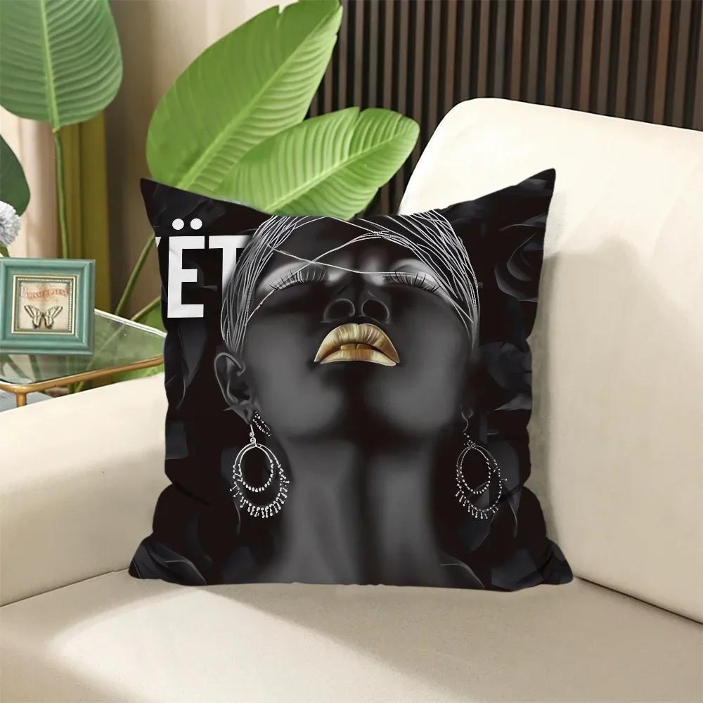 Pillow for Sleep Black Gold African Lady Cushion Cover  ×  Stuffed Cushions Decorative Pillows Sofa Cases Covers Home Garden