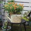 Dekorativ Blomsterpotte, Plantepotte i Retro Stil, med Håndtag Opbevaringsbakke, til Hjemmehave Balkon Kontor Studieværelse