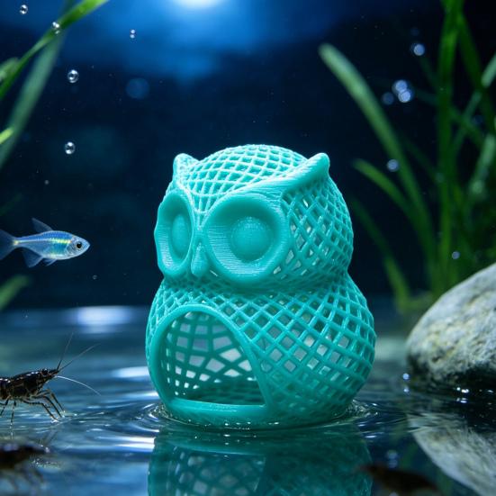 Betta Fish Habitat Accessories Owl Tank Hideout, Aquarium Shrimp Cave, Hollow Non-Toxic House Hide Cave for Decoration