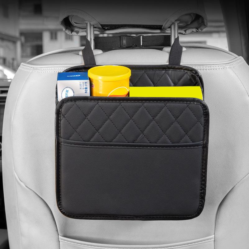 Multi-functional car seat back storage bag Leather storage bag Garbage bag Storage bag Garbage can storage for most models