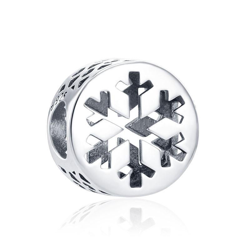 New copper Sparkling Snowflake Pendant Dangle Charm Bead Compatible With Authentic Bracelets Do It Yourself Jewellery Women Gift