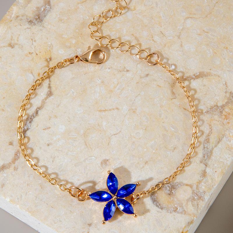 JMXD-Europe, America, Blue Devil's Eye Love Stacked Bracelet, Light Luxury Diamond Flower Butterfly Alloy Jewelry Women