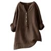 (SU)Kvinner Solid Stand Krage Langermet skjorte Uformell Løs Bluse Button Down Topper