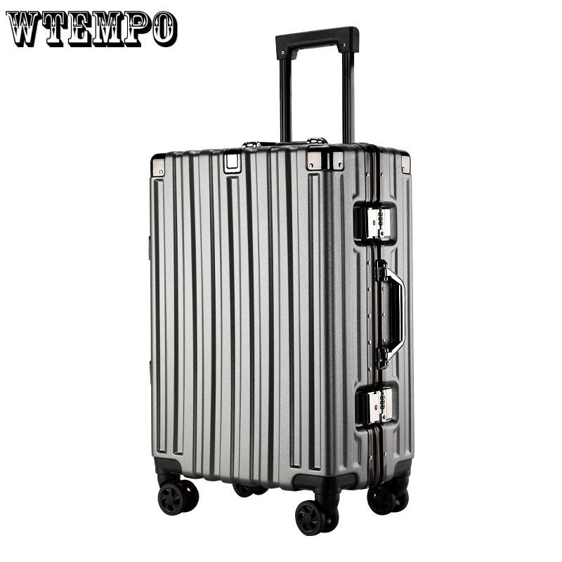 Women's Men's Quiet Spinner Wheel Aluminum Frame Luggage - Durable Large Capacity Suitcase with Combination Lock