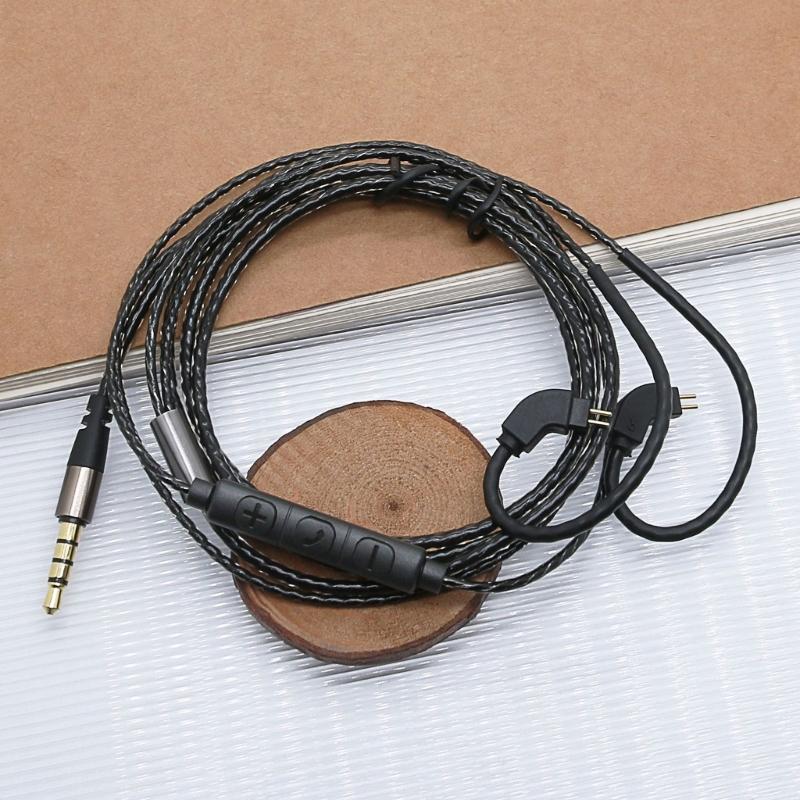 Headphone Cable 0.78 3.5MM Interchangeable Upgraded Cable Ergonomic Angled Connector With Microphone Transmission