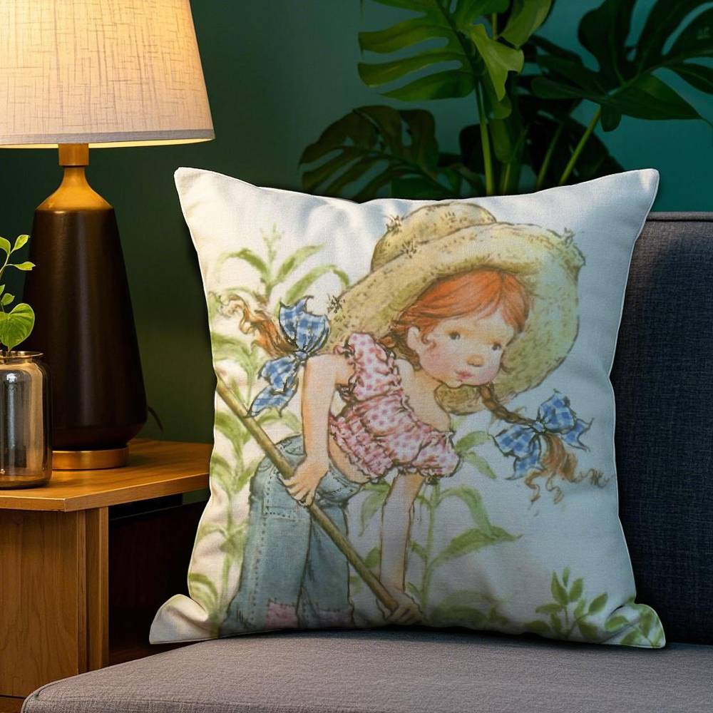 Kunst Sarah Kay Schaukelmädchen Kissenbezug Plüschstoff Weich Doppelseitiger Druck Sofakissenbezug Dekokissenbezüge