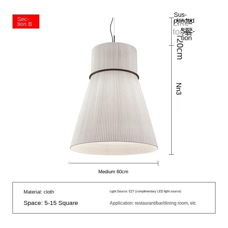 Wabi-sabi Style Pendant Lights Modern Fabric Pendant lamp for Restaurant Cafe Dining Room Minimalism Cloth Art Chandelier