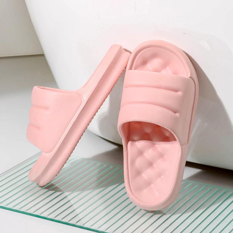 

Fashion Women Thick Platform Cloud Slippers Indoor Home Non Slip Bathroom Slides Woman Soft Sole Eva Slippers Summer Beach Flip Flops 44-45 розовый