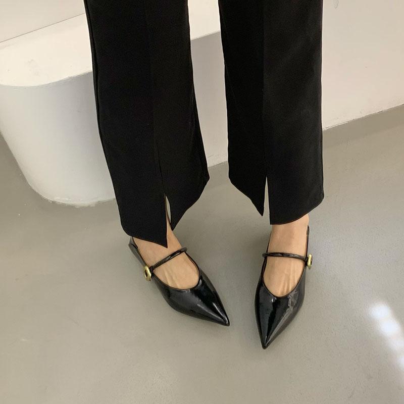 Fashion Fashion Buckle Strap Women Mary Janes Flats Shoes Pointed Toe Ladies Flats With Shoes Female Shallow Comfortable Daily Footwear