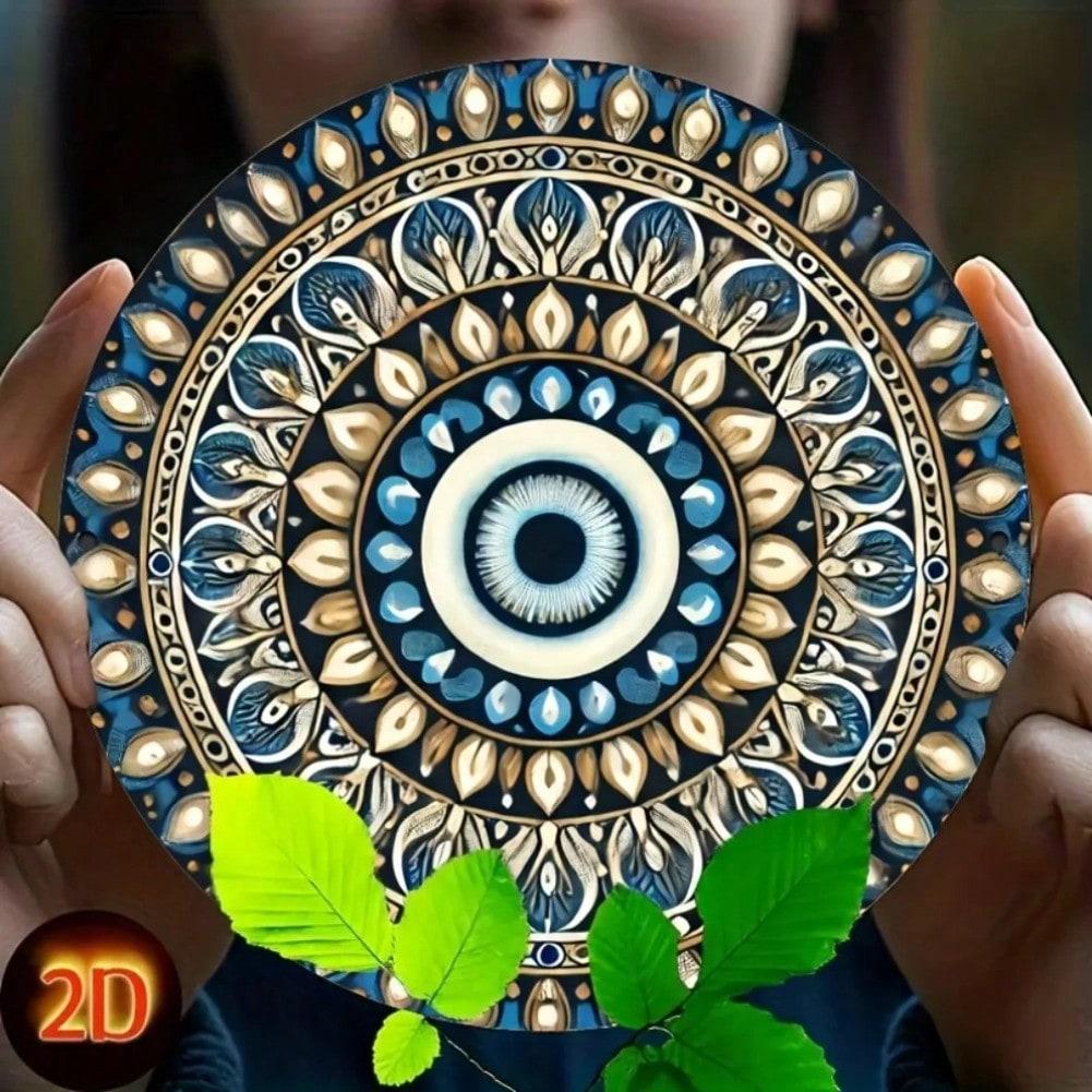 Artă de perete metalică Ochi Rău Vintage Albastru Auriu Semn de Fier Rezistent la Intemperii Decor Casă Birou Garaj Cadou Unic