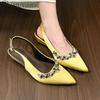Fashion Crystal Women Heeled Sandals Pointed Toe High Heels Shoes Woman Wedges Slippers 2025 Fashion Slingback Sexy Dress Summer Pumps