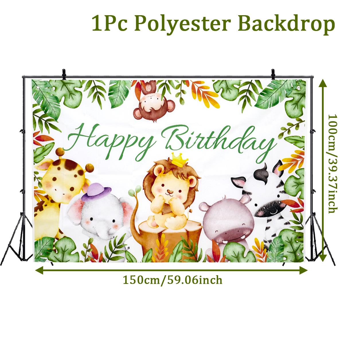 

Фон для вечеринки в стиле сафари с изображением животных в джунглях Дикий первый день рождения Украшение для вечеринки в честь рождения новорожденного Фотофон