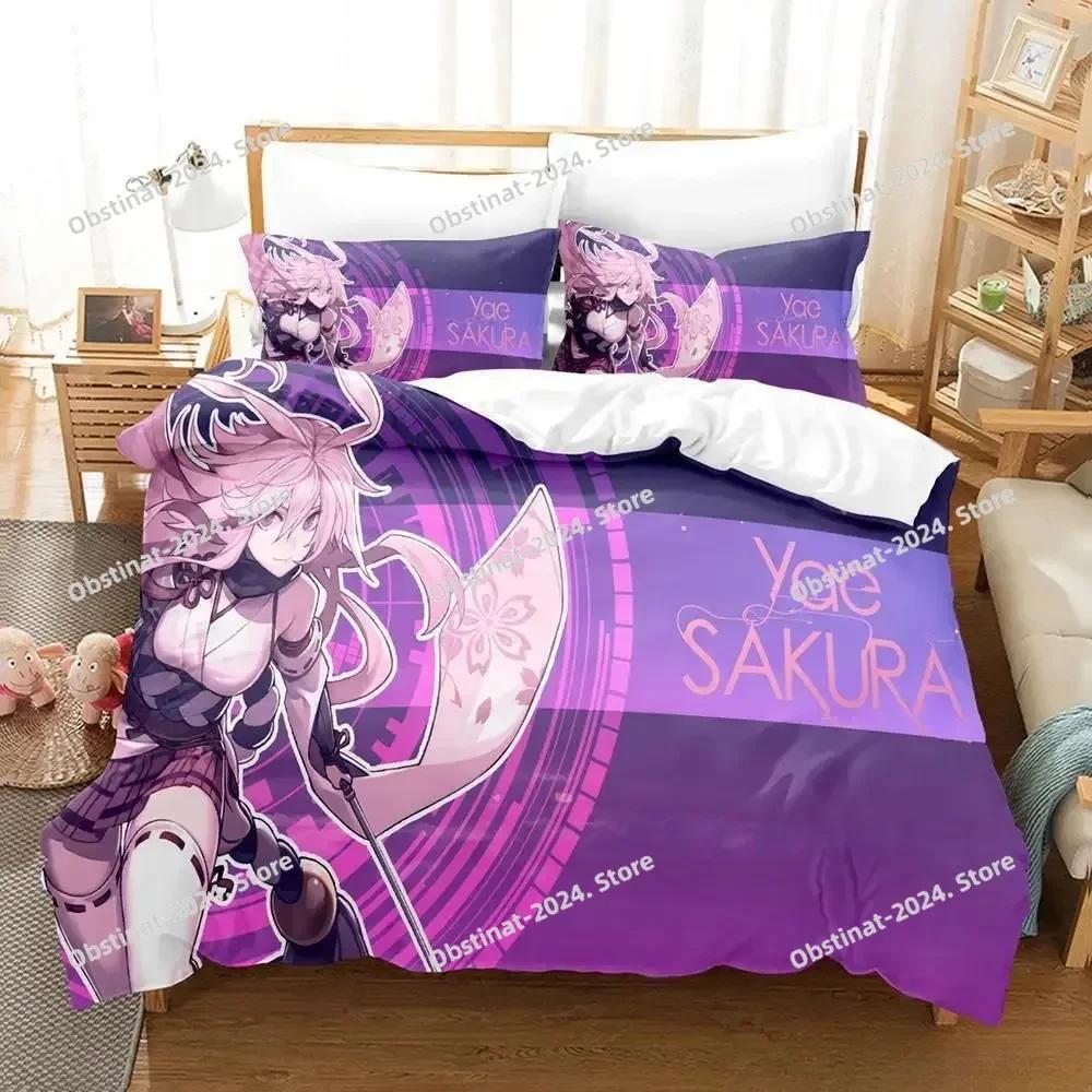 Game Honkai Impact 3 Bedding Set Printed With Pillowcase Bed Duvet Cover Soft Single Double Queen Super King Size Single Twin
