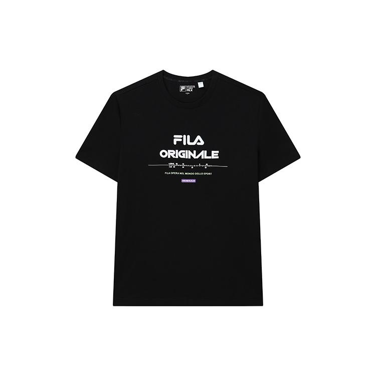 FILA T Shirts Men s Jet Black Crew Neck Moderate Straight Fit F11M229111FBK XXL