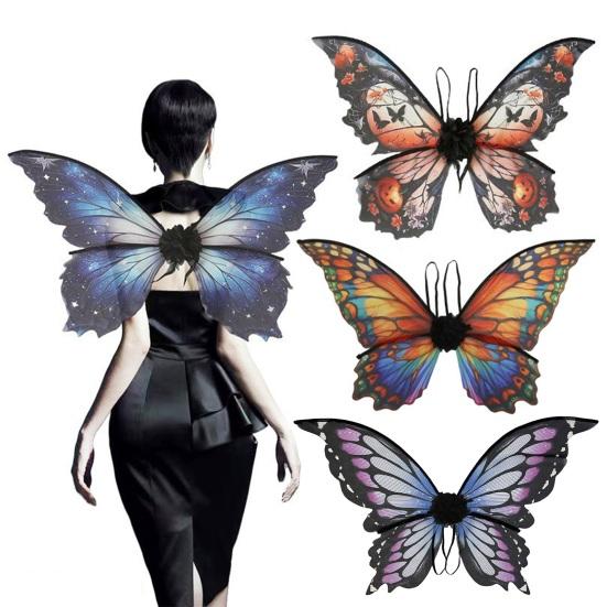 Butterfly Fairy Wings for Adult Women Elf Princess Dress-Up Costume Angel Cosplay Accessory for Halloween Parties Stage Performances