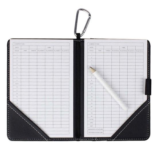 Golf Scorecard Holder Faux Leather Golf Yardage Book Cover Scorecard Book Protector with Ball Marker Hook Golf Accessories