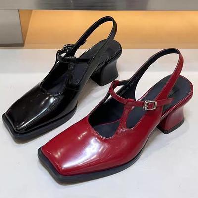 Vasaras Augstpapēžu Sandales Sievietēm Kvadrātveida Purngals Kurpes Kleita Eleganti Sieviešu Pumpas 2025 Jauna Tendence Zīmols Ballīte Sieviešu Zapatillas