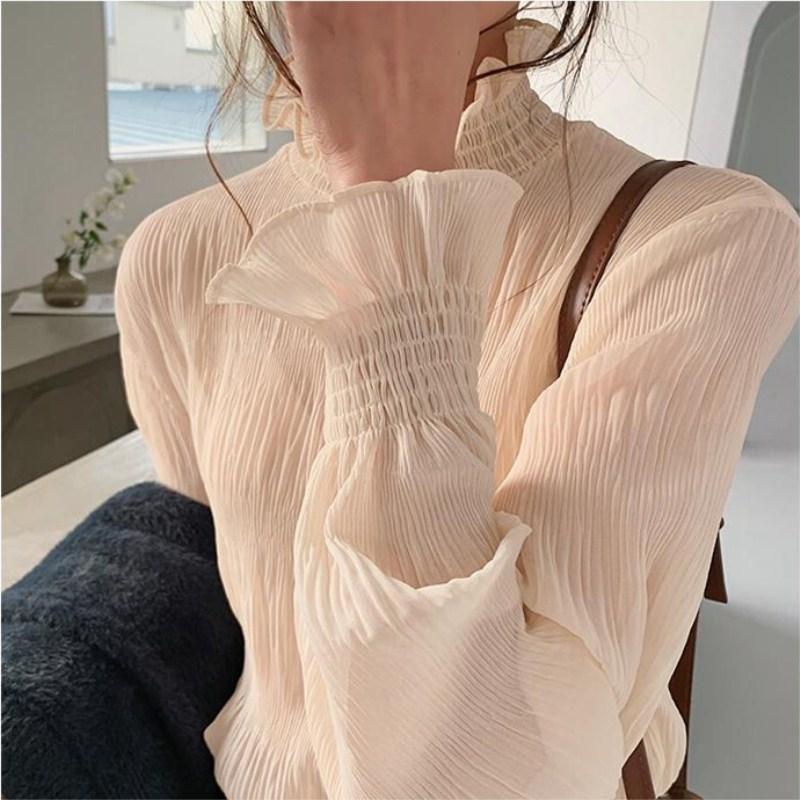 Women's Spring Autumn Lace Bottoming Shirts Female Solid Loose Shirt Tops Ladies Turtleneck Long Sleeve Popular Blouses