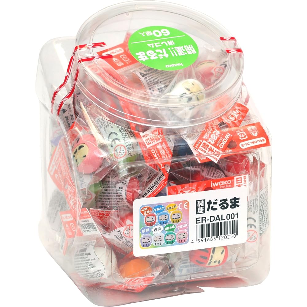 Iwako Eraser, Lucky Daruma, 60 pieces, SCERDAL001