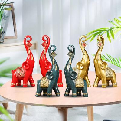 Viel Glück Elefanten Paar Statue Figuren Dekorative Akzente mit hoch erhobenem Rüssel Skulptur für Heim Schreibtisch Dekoration Geschenke Schmuckstück
