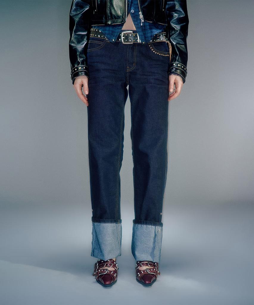 Beikeonteuakaibeu Heidi Long Length Turn-Up Denim (2Color)