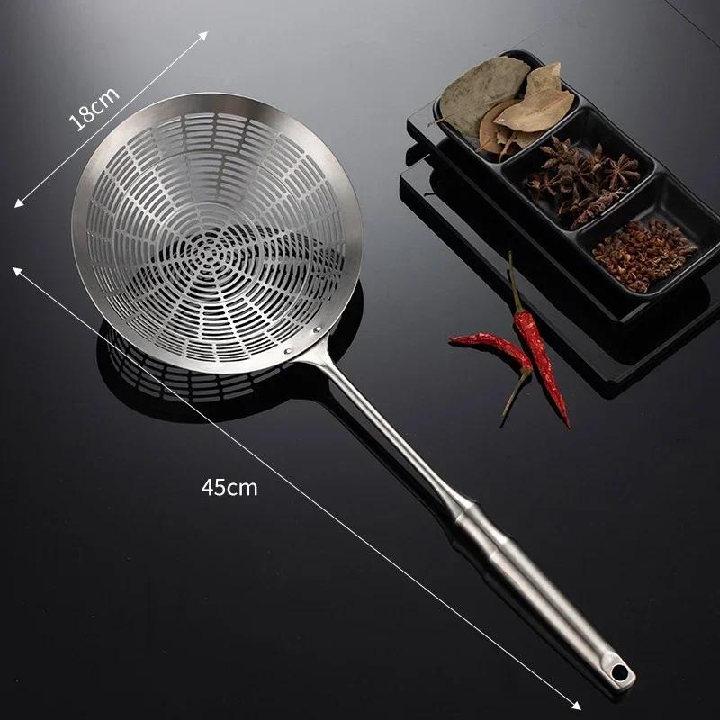 

Filter Long Colander Round Stainless with 304 3 Handle Scoop Pot Strainer Steel Kitchen Oil Tools Cooking Sieves Sizes Hot