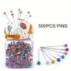 Pearl Head Sewing Quilting Pins 500Pcs with Storage Bottle for Home Tailoring Wedding Flower Decor Crafting