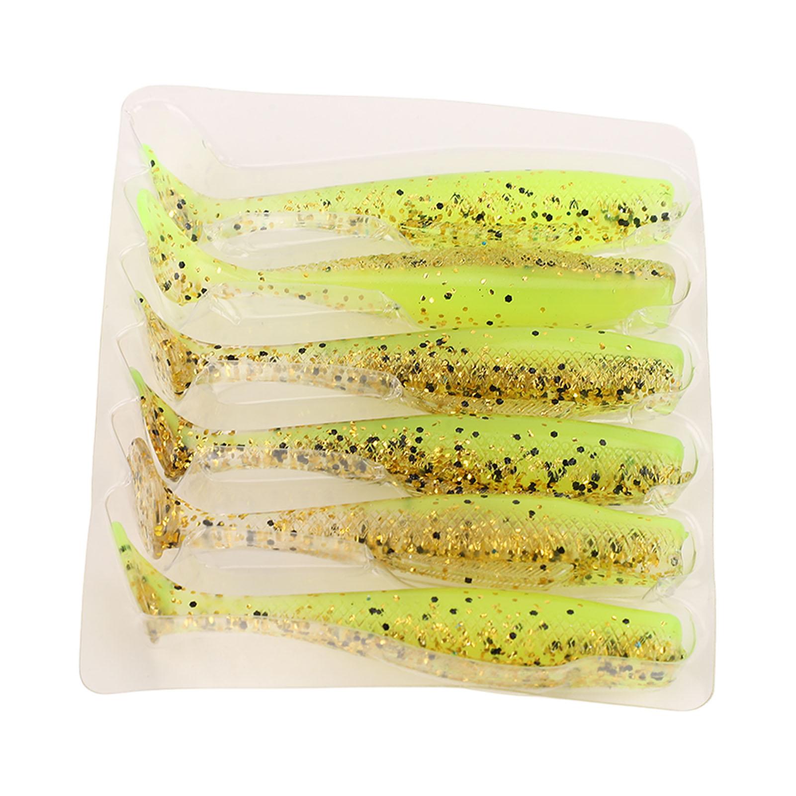 

6 шт. мягкие приманки с Т-образным хвостом, силиконовые, 8 см, 5 г, двухцветные, реалистичные, сбалансированные приманки для рыбалки