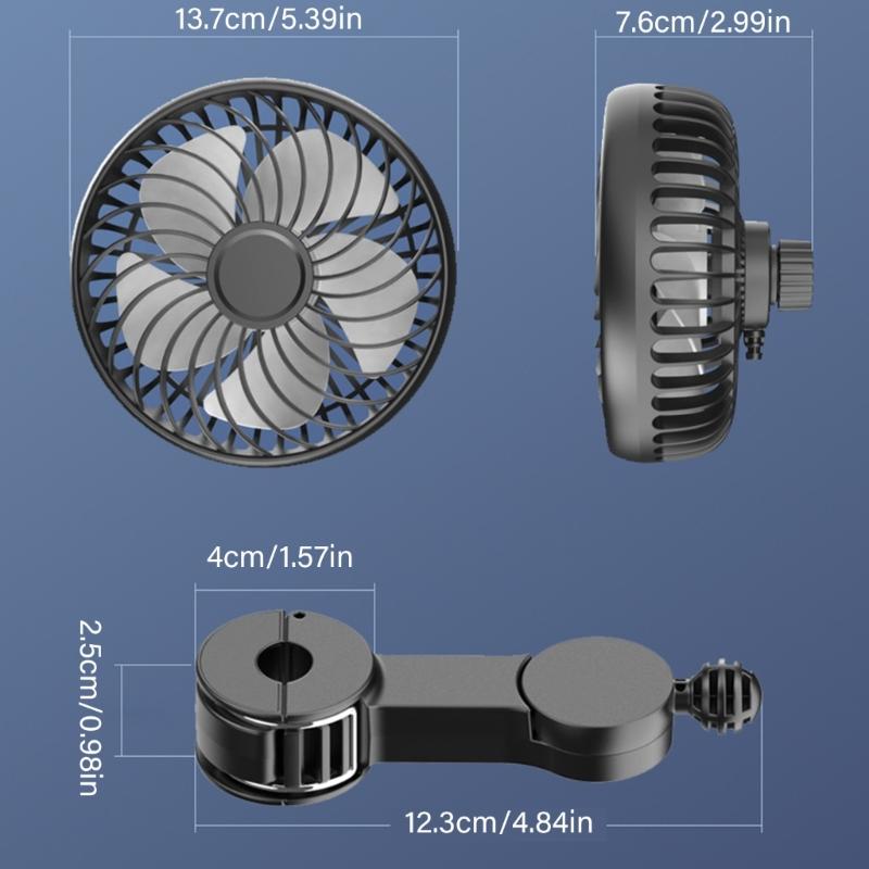 USB Powereds Car Seat Cooling Fan 3 Wind Modes ABS Blade Headrest USB Fan For Rear Passenger Comfort