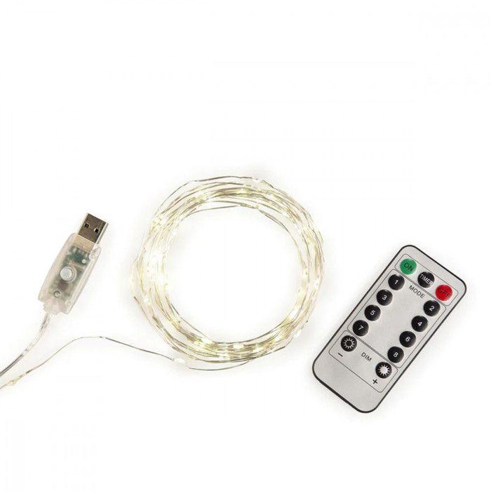 String Lights - Kikkerland - 9m - Silver - Remote Control - USB Rechargeable
