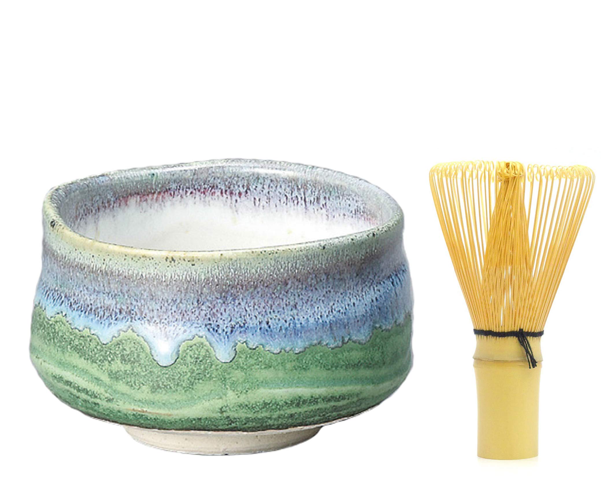 

Yamaki Ikai Iguchi Deep Sea Matcha Tea Bowl Chasen Tsuneho Set