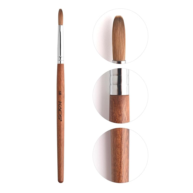 Nail Brush Kolinsky Sable Acrylic Nail Art Brush Professional Red Wooden Nail Brush (12#) 6 #